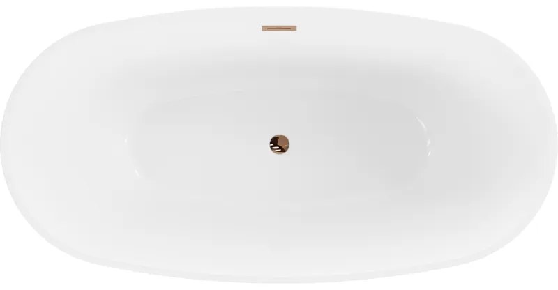 Mexen Eris, voľne stojaca vaňa 180 x 95 cm, biela-čierna, ružové zlato prepad, 53441809575-60
