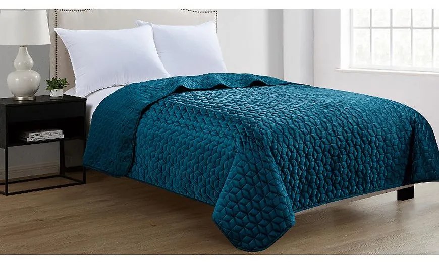 Prikrývka na posteľ Velvet D4 morská 170x220