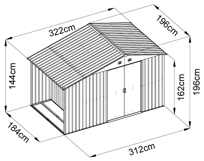 Záhradný domček na náradie s drevníkom Avenberg 3,22 x 1.96 m ANTRACIT SD-X68EWS