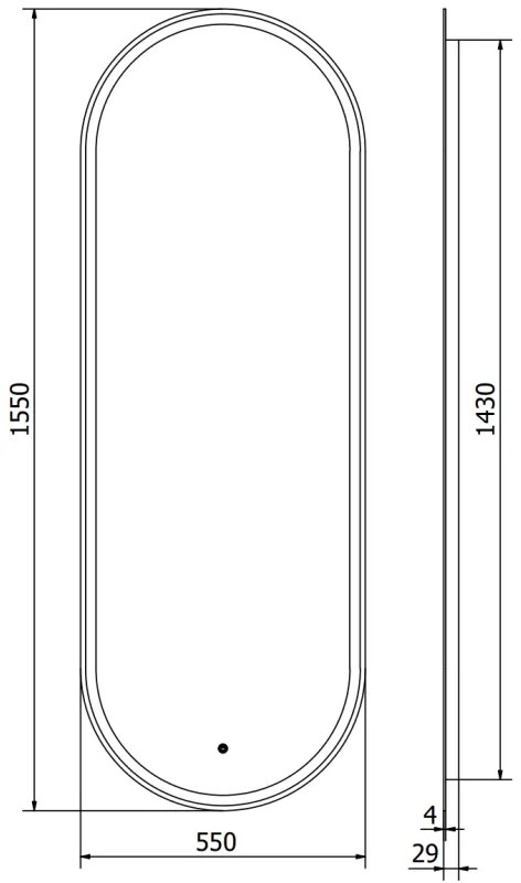 Mexen Bono, LED kúpeľňové zrkadlo s podsvietením 55 x 155 cm, 6000K, ochrana proti zahmlievaniu, 9816-055-155-611-00