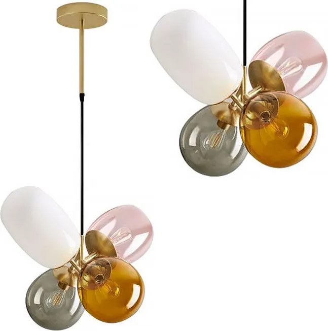 Toolight Toolight, Stropné svietidlo zo skla viacfarebné E14 60W APP436-4C, OSW-00565
