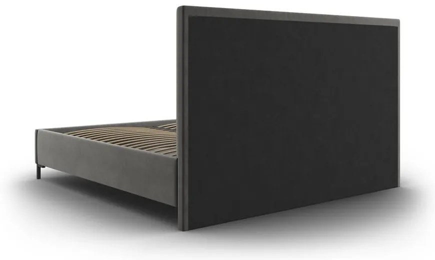Sivá čalúnená dvojlôžková posteľ s úložným priestorom s roštom 160x200 cm Casey – Mazzini Beds