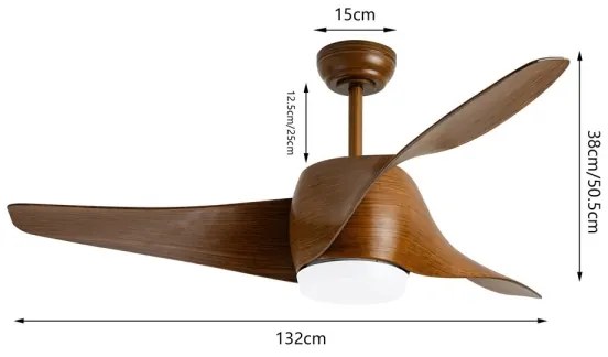 Immax NEO 07286L-LED Stropný ventilátor LED/18W/230V hnedý Wi-Fi Tuya + DO