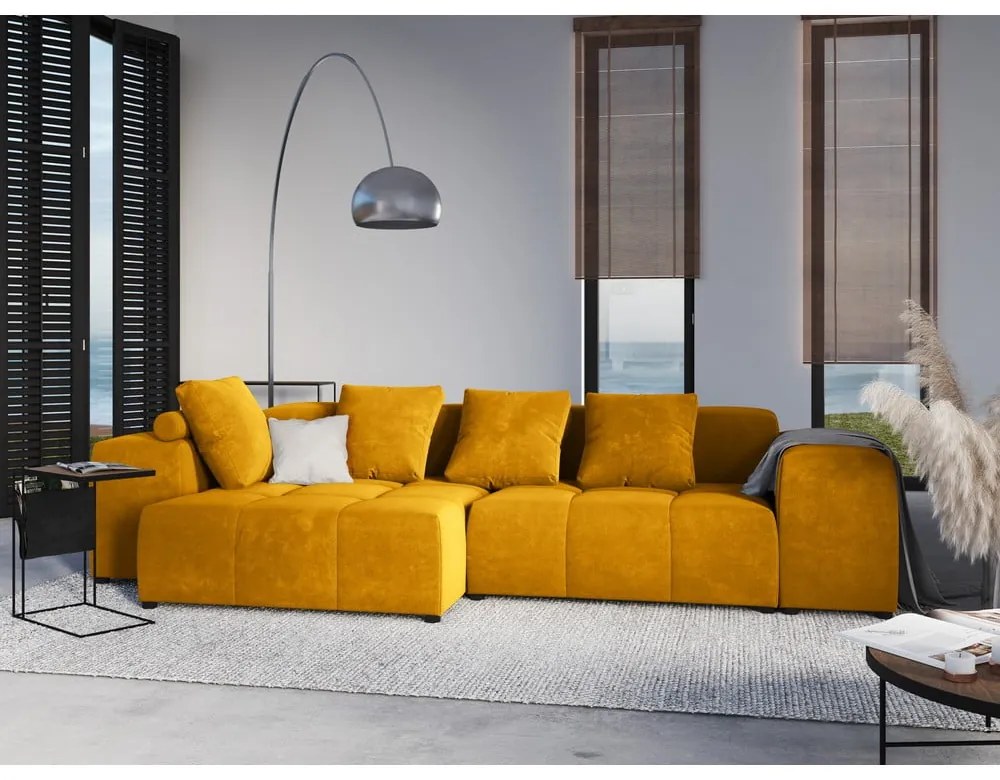 Žltý zamatový vankúš k modulárnej pohovke Rome Velvet - Cosmopolitan Design