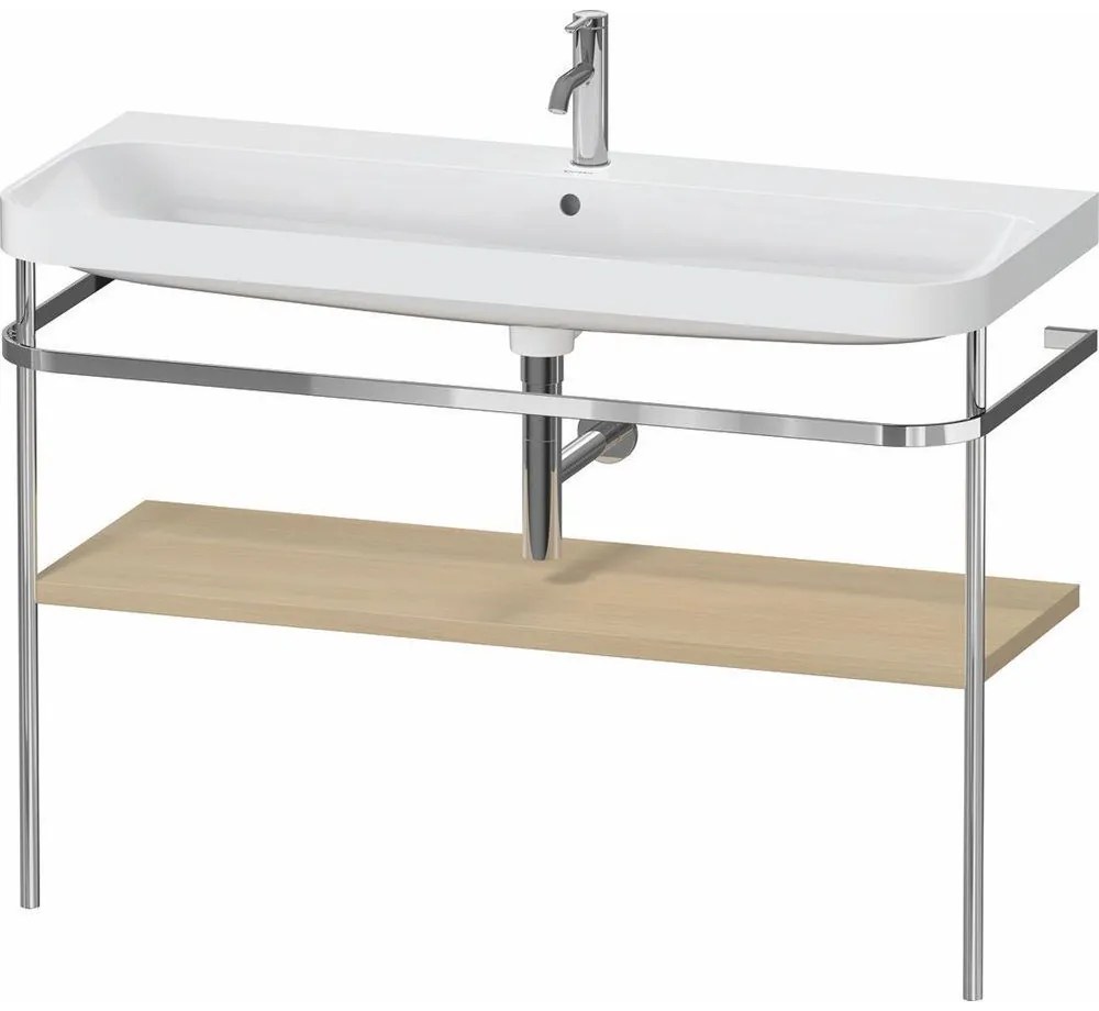 DURAVIT Happy D.2 Plus c-shaped kovový stojací podstavec s nábytkovým umývadlom s otvorom, 1 polička, 1175 x 490 x 850 mm, chróm/dub Mediterrane, HP4839O71710000