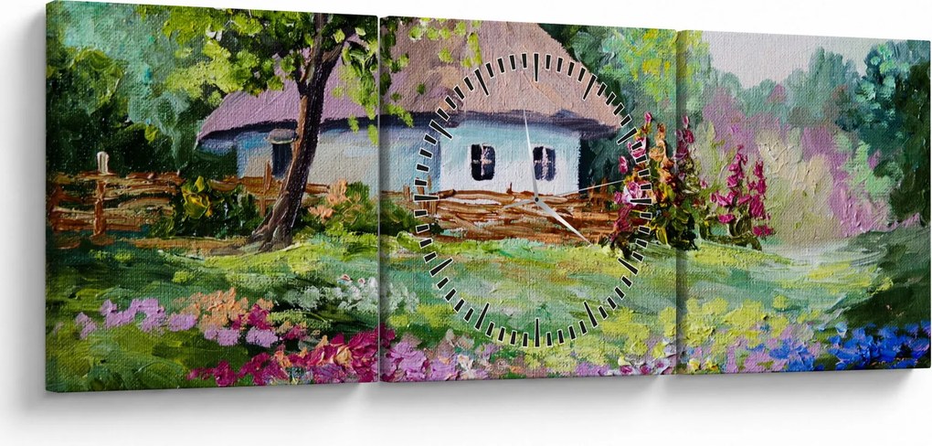 Obraz - Chalupa (s hodinami) (90x30 cm)