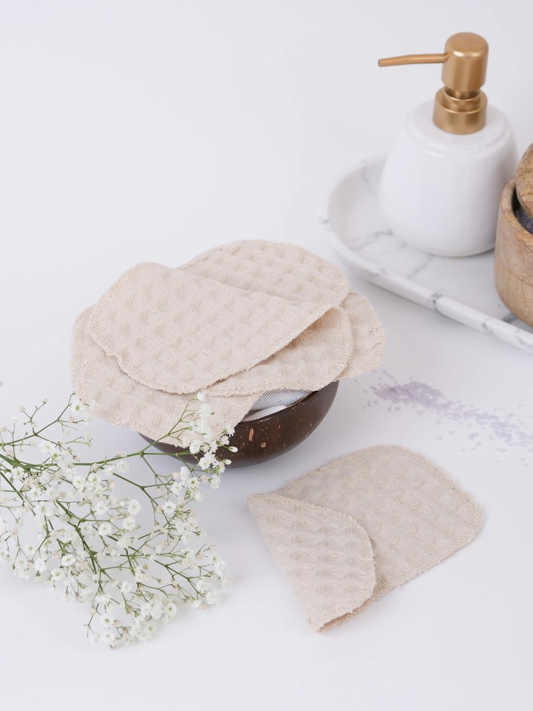 Vaflové kozmetické obrúsky (4 ks) - prírodná