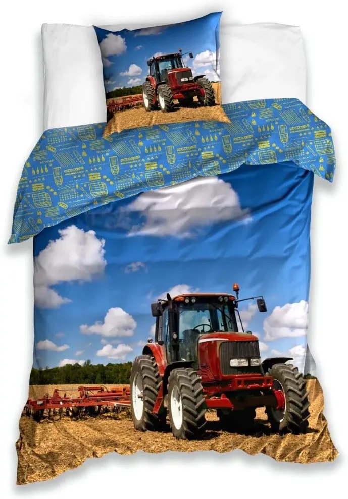Posteľné bavlnené obliečky s Traktorom 06 140x200 70x90 cm 100% Bavlna Carbotex