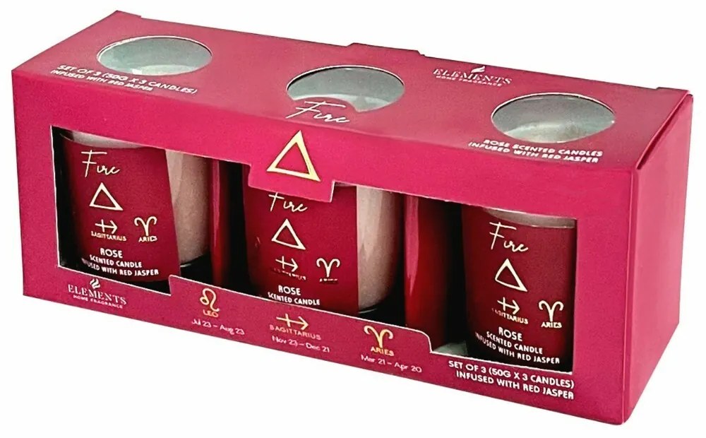 Arome Elements Súprava vonných sviečok 3 ks Oheň