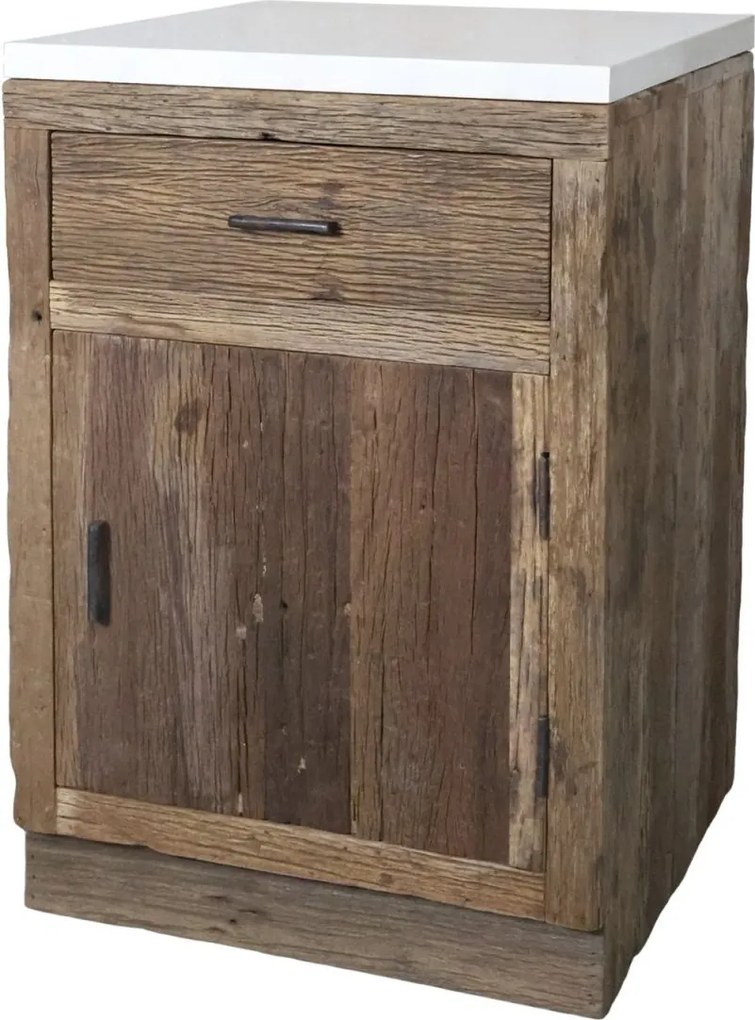 Hnedá antik skrinka s mramorovou doskou Grimaud Kitchen – 60*60*97 cm