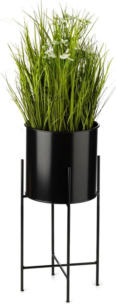 KOVOVÝ KVETINÁČ SO STOJANOM DARK 55X21 CM ČIERNA