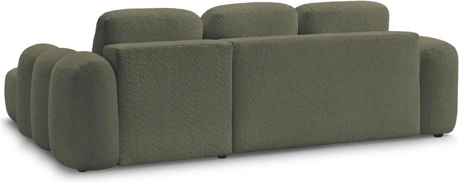 Zelená rozkladacia/s úložným priestorom rohová pohovka z textílie buklé (pravý roh/s leňoškou) Montaigne – Bobochic Paris