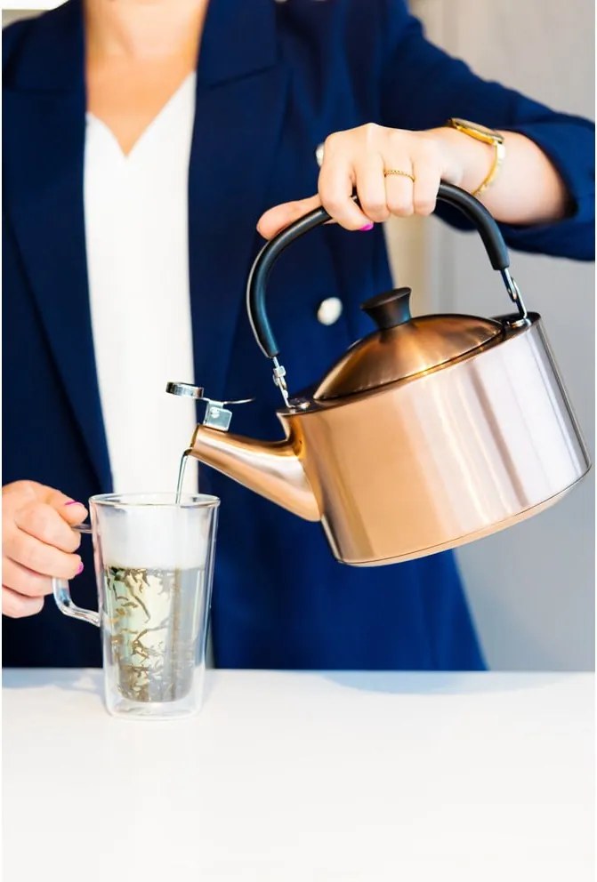Varná kanvica z nehrdzavejúcej ocele v medenej farbe 1,5 l Diamante – Vialli Design