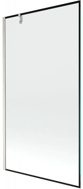 Mexen Next, 1-krídlová vaňová zástena 100 x 150 cm, 6mm číre sklo - čierny vzor, oceľová, 895-100-000-00-70-97