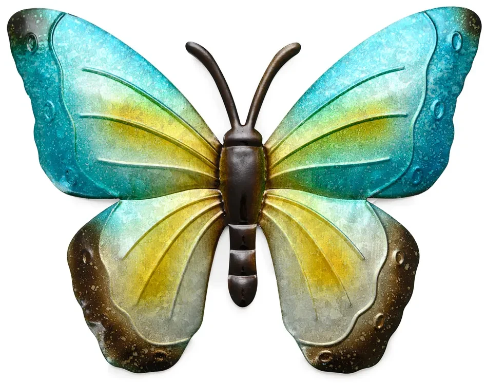 Nástenná kovová dekorácia motýľ BUTTERFLY 30 cm - viac farieb Farba: Modrá