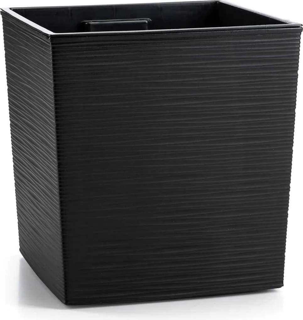 PLASTOVÝ KVETINÁČ FLORE RIFLO SADA 2KS 30X30 CM+25X25 CM ČIERNA