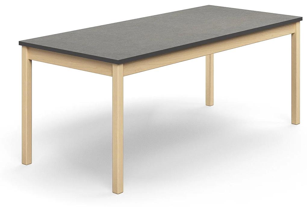 Stôl DECIBEL, 1800x800x720 mm, linoleum - tmavošedá, breza