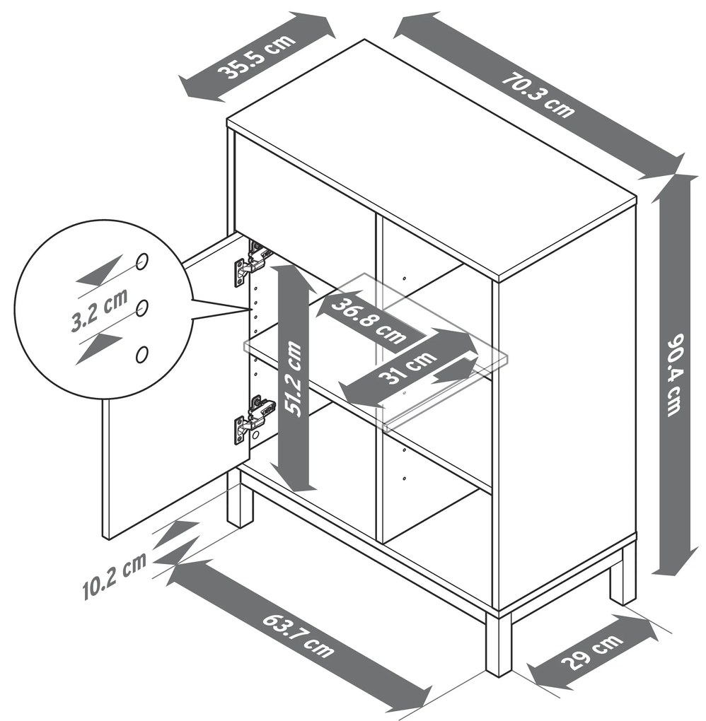 Odkladacia skrinka do kúpeľne