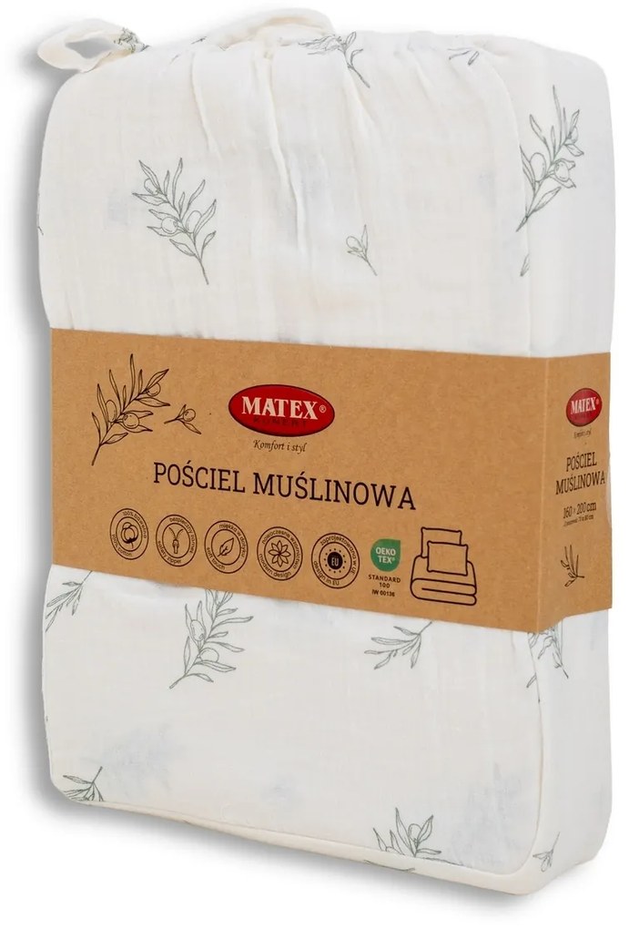 Matex Mušelínové obliečky Olivka, 140 x 200 cm, 70 x 90 cm