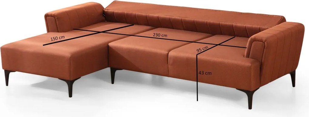 Rohová sedacia súprava Hamlet 270 cm tehlová ľavá