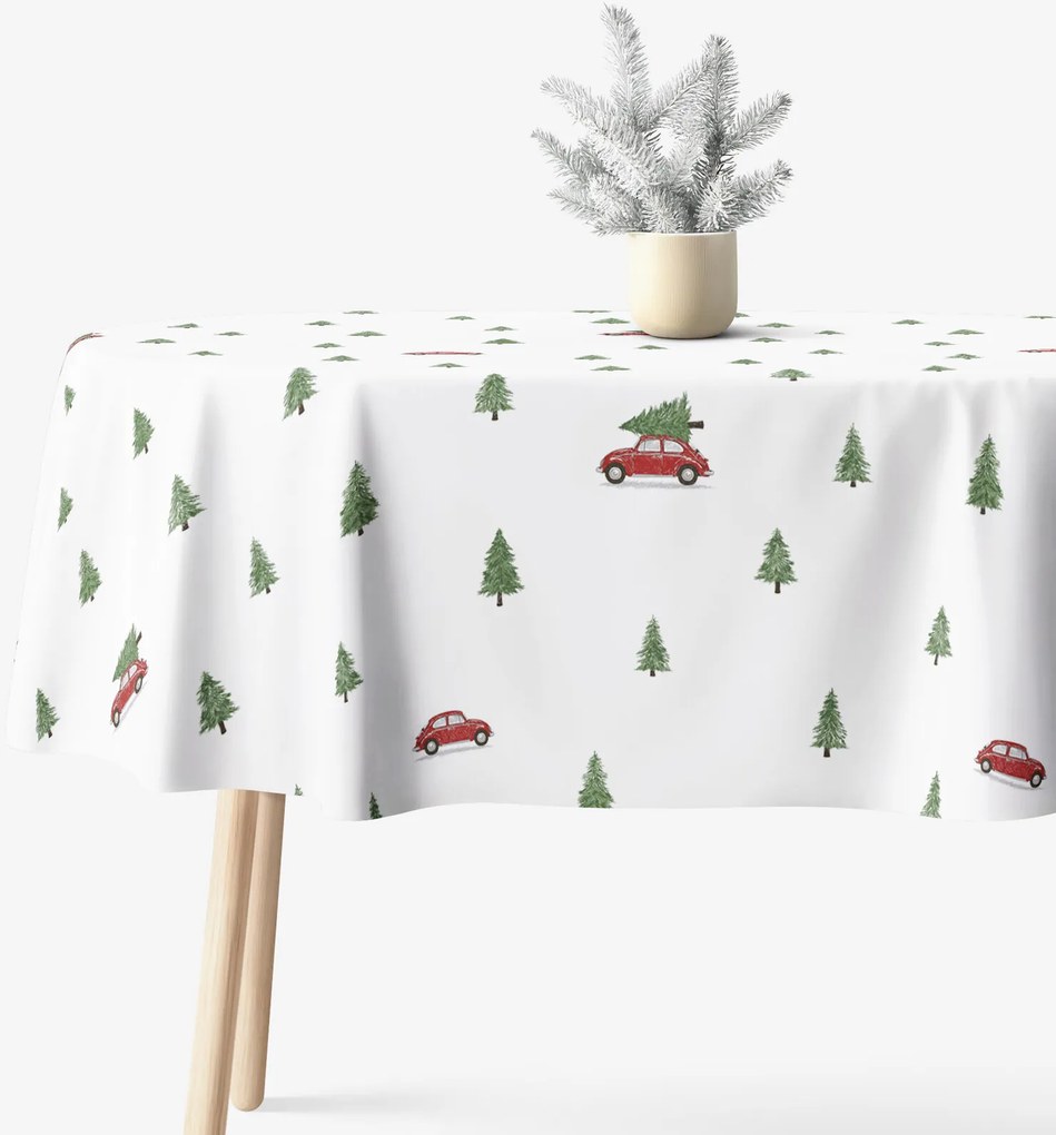 Goldea vianočný oválny obrus 100% bavlnené plátno - cesta pre stromček 120 x 180 cm