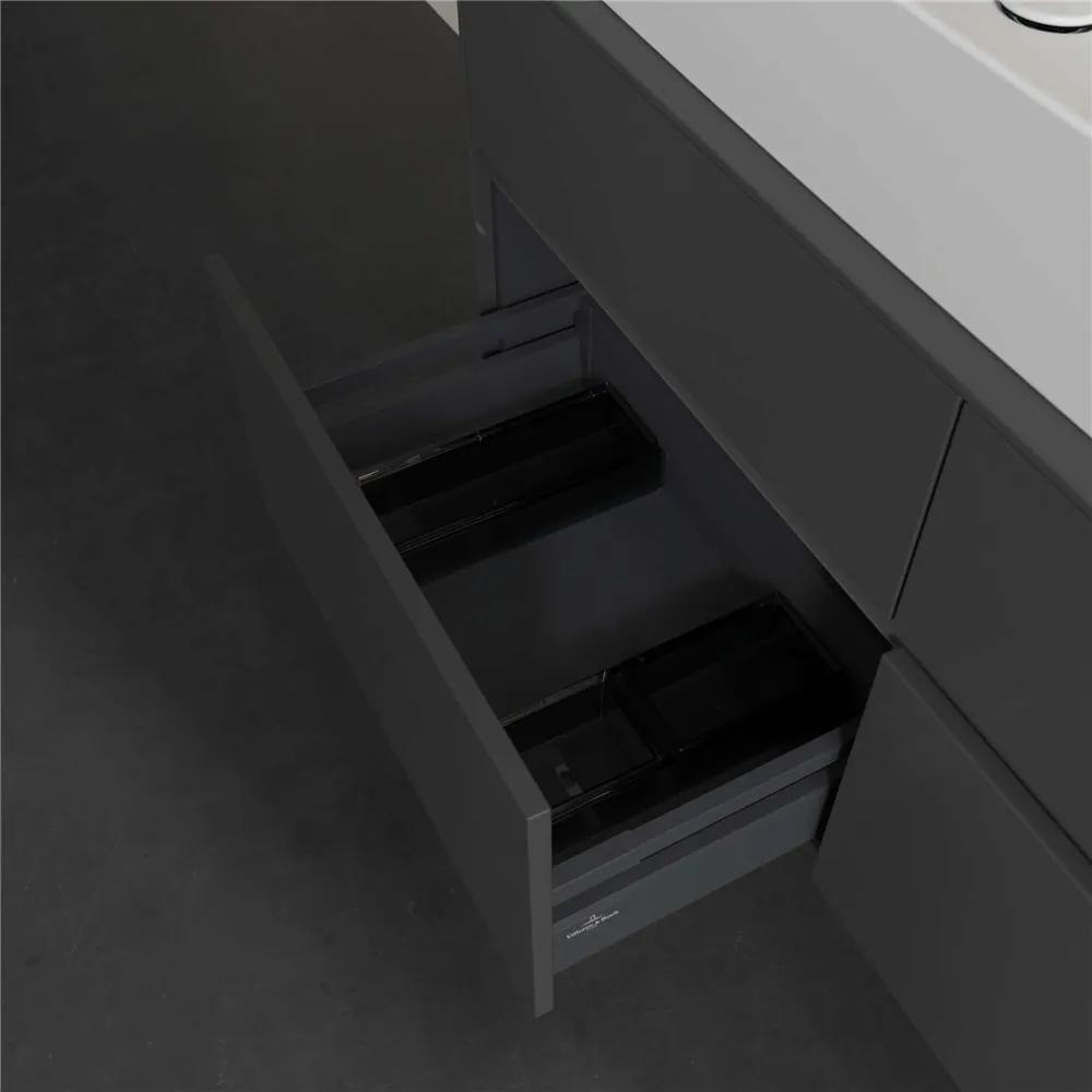 VILLEROY &amp; BOCH Collaro závesná skrinka pod umývadlo na dosku (umývadlo vľavo), 4 zásuvky, 1200 x 500 x 548 mm, Glossy Grey, C12900FP