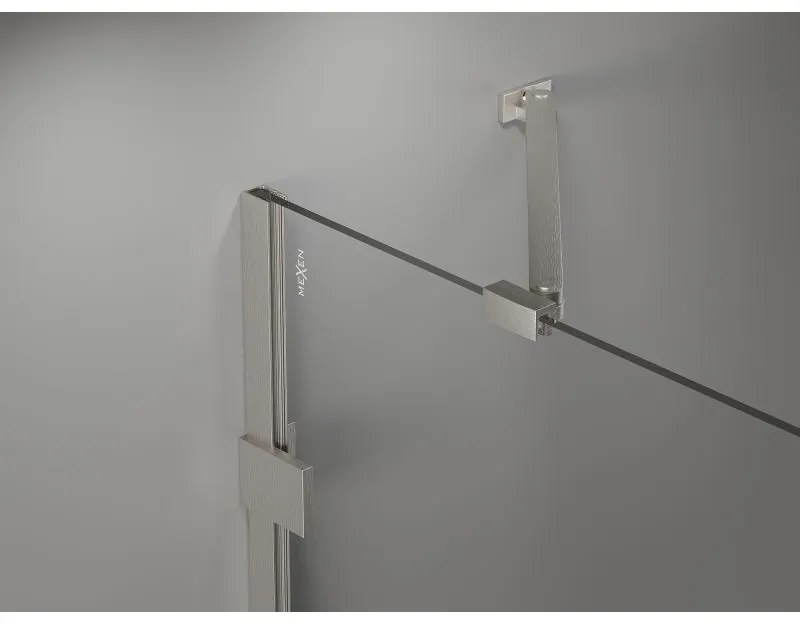 Mexen, Mexen Lunar ľavé otočné sprchové dvere 135 cm, transparentné, brúsený nikel - 834-135-000-97-00-L