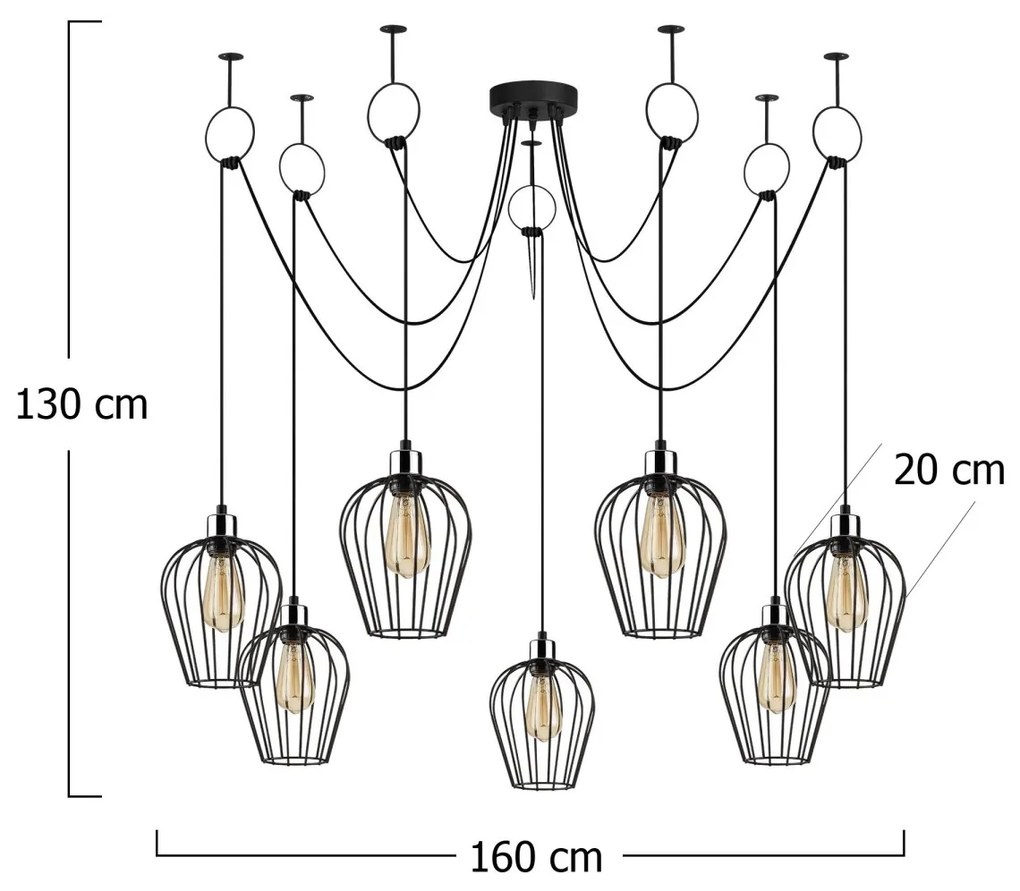 Závesné svietidlo Tel IX čierne
