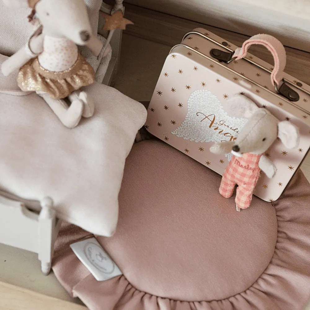 Mini podložka s volánom broskyňová