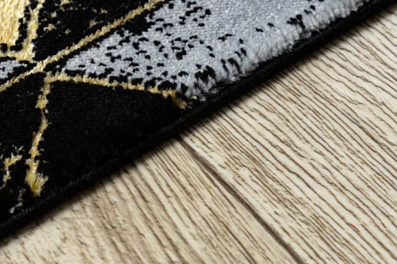 Dywany Łuszczów, Koberec behúň Gloss 400B 86 3D geometric black/gold, 60x300, čierna, obývacia izba