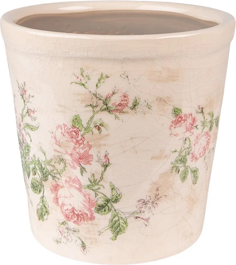 Keramický obal na kvetináč s ružami Rossia M - Ø15*14 cm