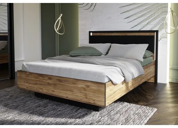 Dvojlôžková posteľ s úložným priestorom OREN 140x200 cm hnedá/čierna