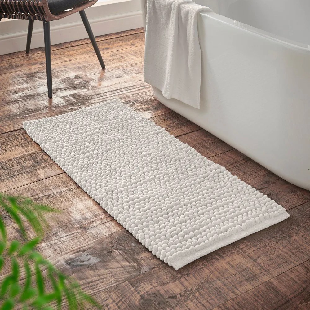 Biela kúpeľňová predložka 50x120 cm Aspen Bobble – Bianca