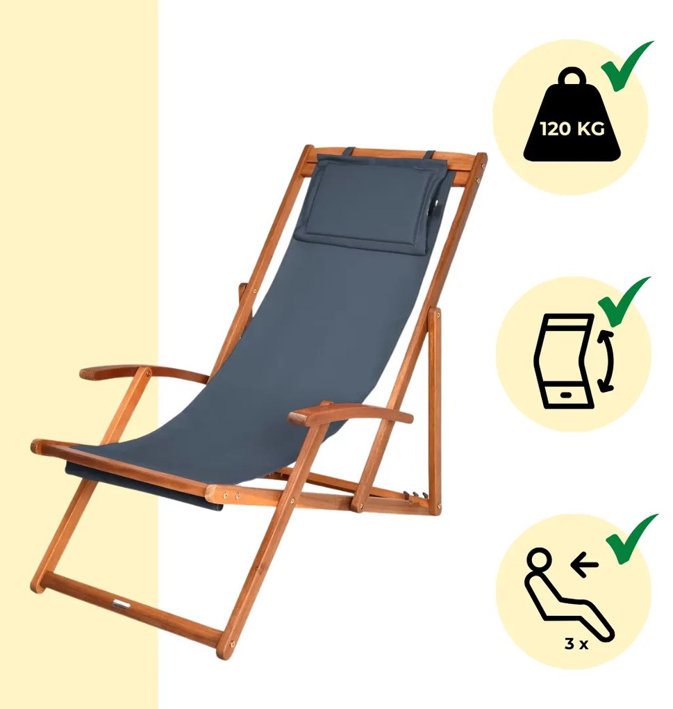 Záhradné lehátko SIENA, 65x87x102cm, antracitová Jurhan