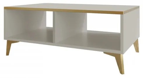 Konferenčný stolík Ountra, Farby: biela / biely lesk + zlatá