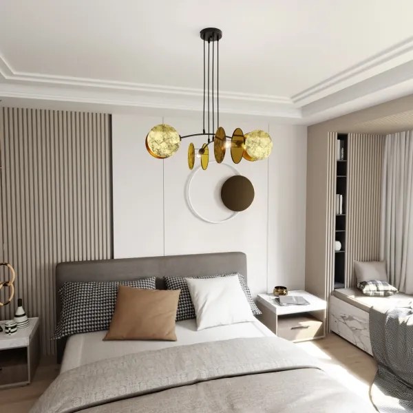 Luster na lanku MOTIF 4xE27/15W/230V zlatá