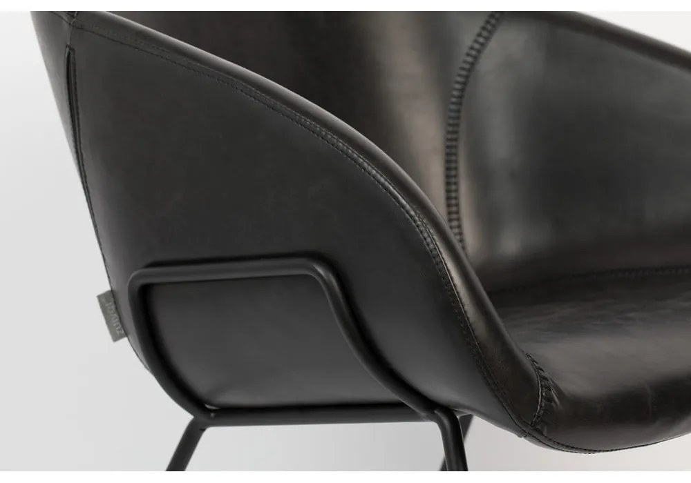 Čierne kreslo z umelej kože Zuiver Feston