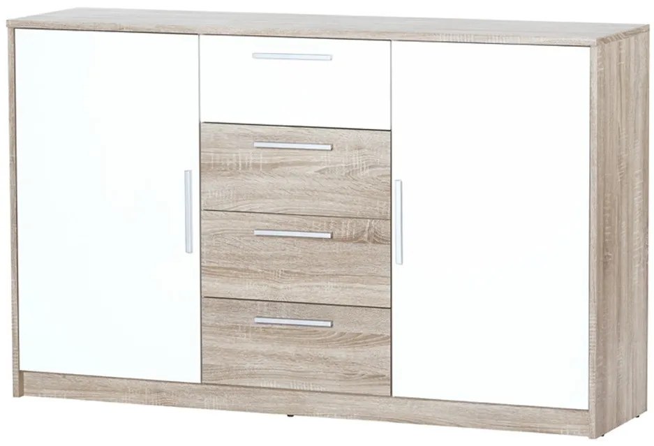 Komoda Milo 05 145 cm dub sonoma/bílá