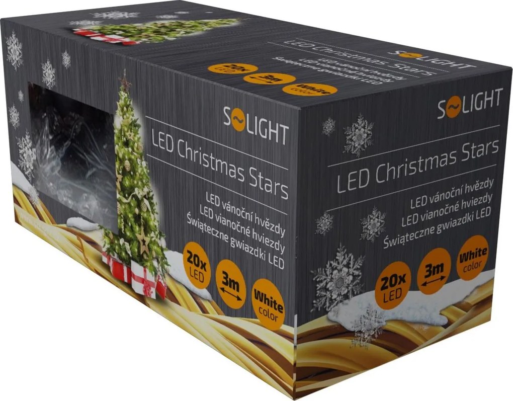 LED vianočná reťaz - Hviezdy - 20 LED - farba biela