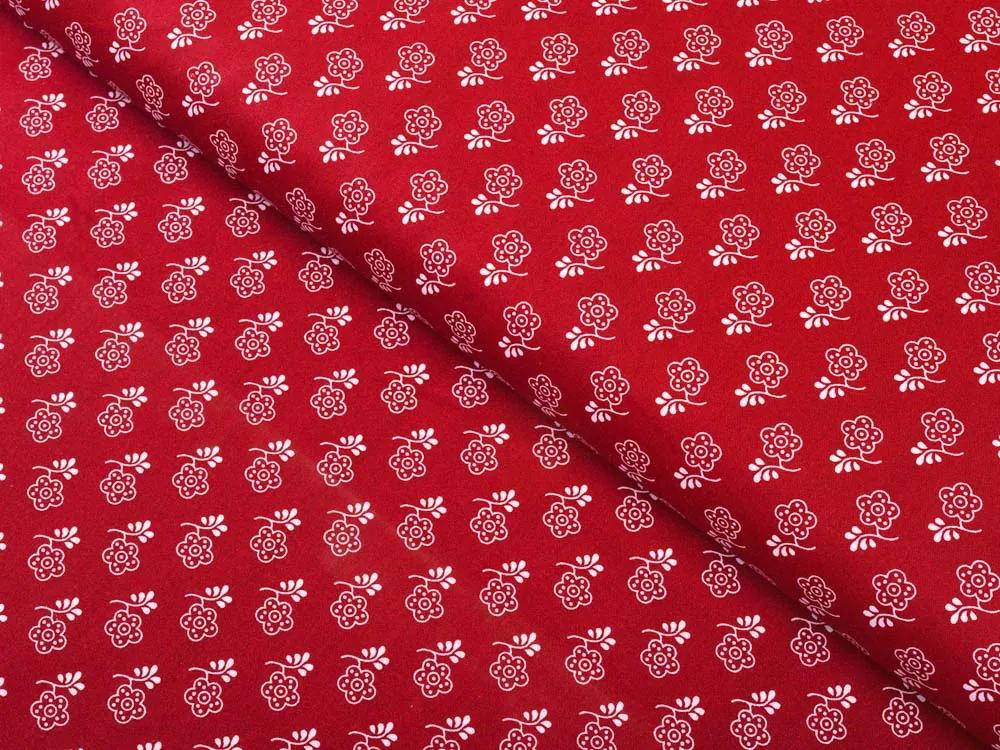 Biante Detské bavlnené posteľné obliečky do postieľky Sandra SA-355 Biele kvety na červenom Do postieľky 100x135 a 40x60 cm