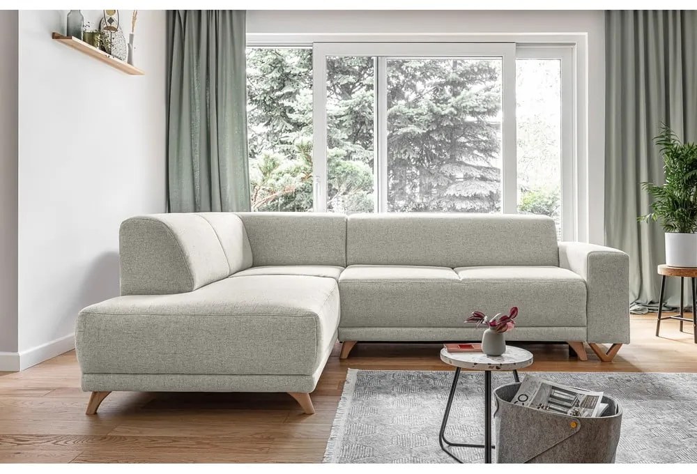 Béžová rozkladacia/s úložným priestorom rohová pohovka (ľavý roh/do L) Classy Sophie – Miuform