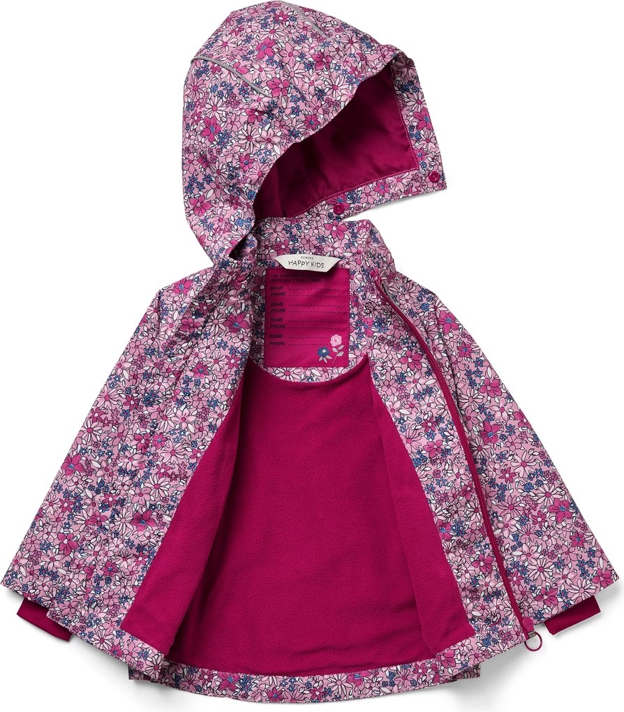 Detská termobunda do dažďa s flísovou podšívkou, kvietkovaná