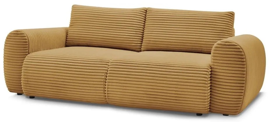 Menčestrová rozkladacia pohovka v horčicovej farbe 257 cm Lucien – Bobochic Paris
