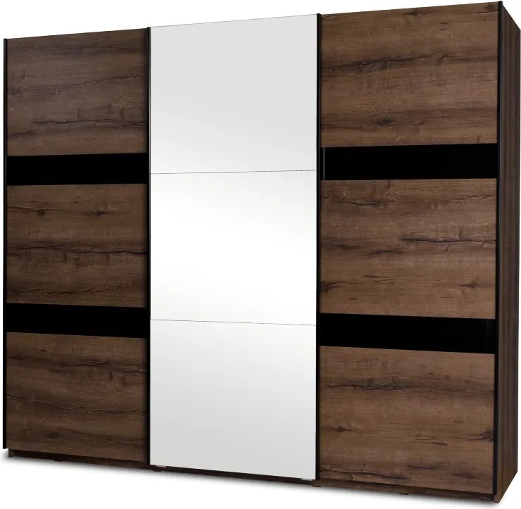 Trojdverová Šatníková Skriňa So Zrkadlom A Zásuvkou Dub Monastery Mero Konsimo