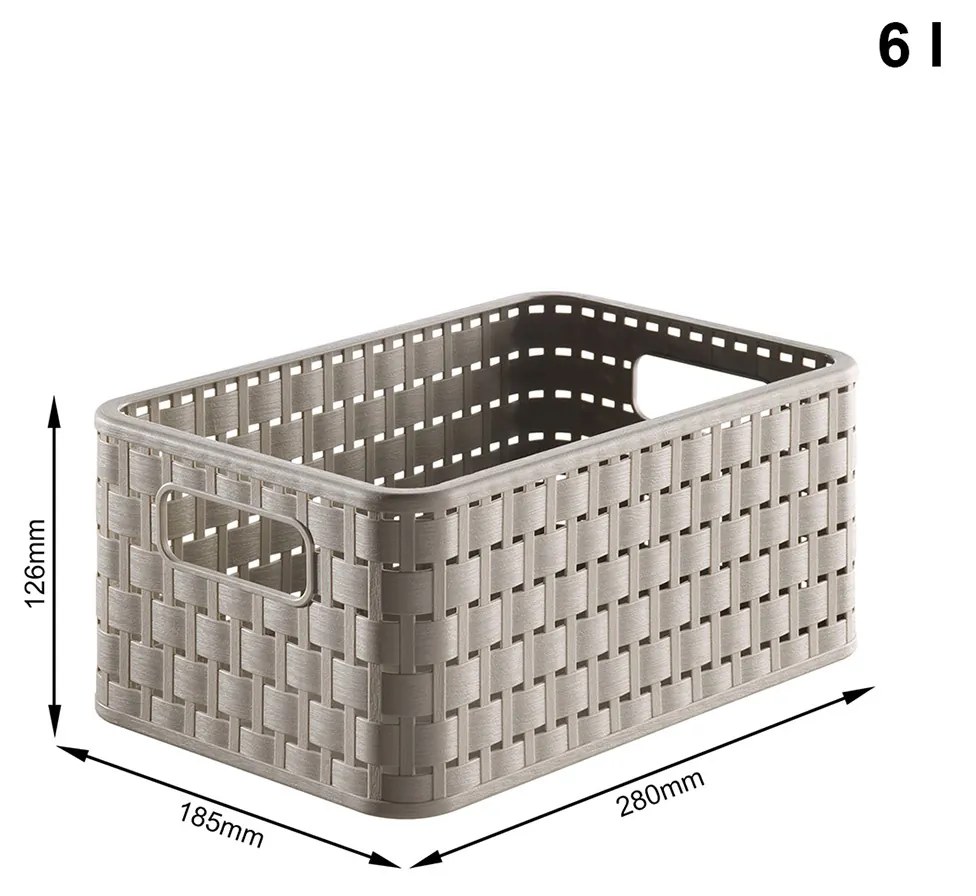 Rotho Plastový košík COUNTRY, rovný, béžový (6l - 28x19x13)