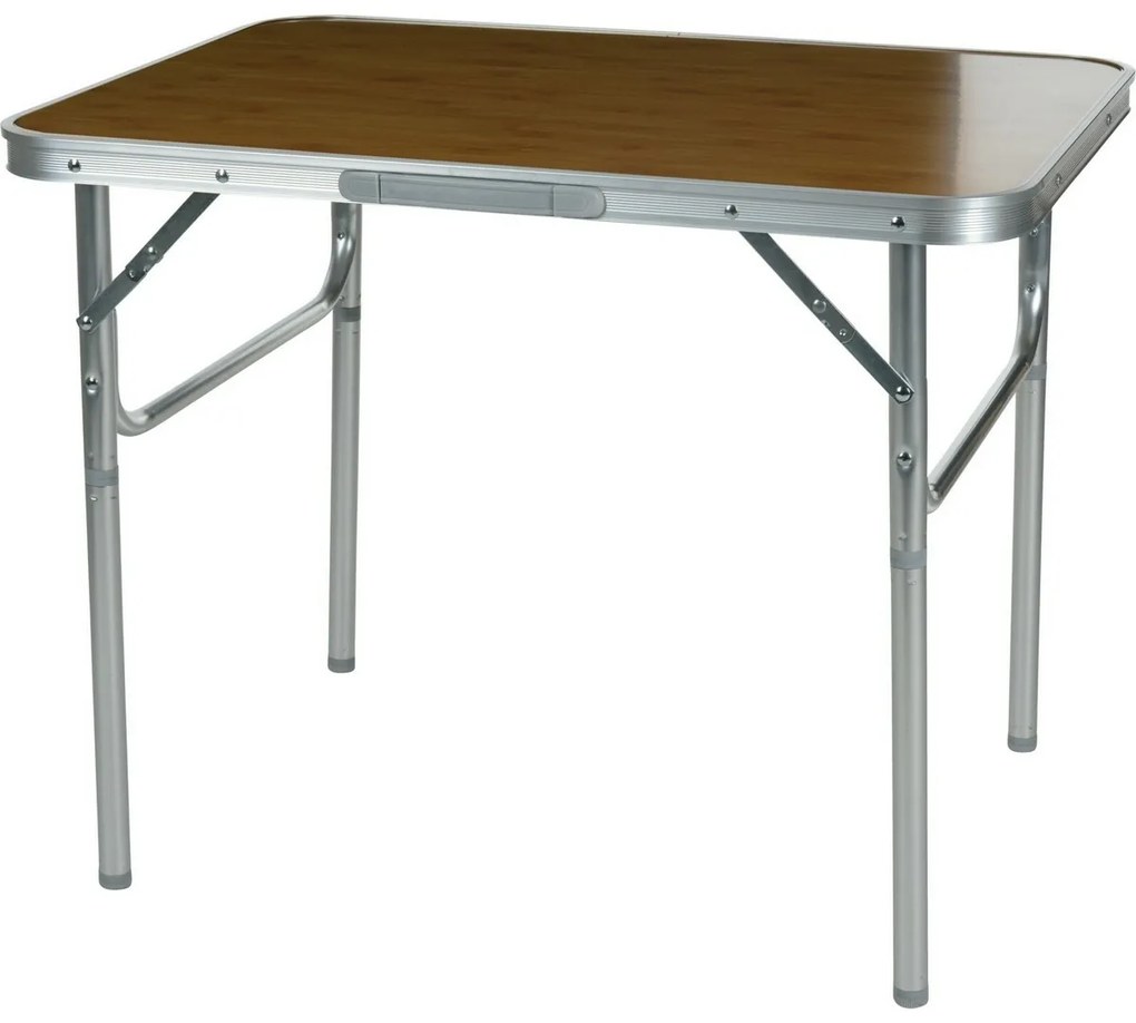 Kempingový skladací stôl Bamboo 2v1, 75 x 25/60 x 55 cm, hliník a MDF