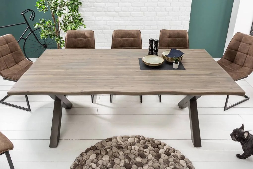 Dizajnový jedálenský stôl Evolution Grey 160 cm akácia