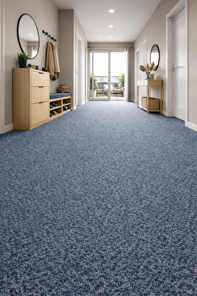 Koberec metráž Primavera 539, na mieru, šíře 4m, modrá, resine, chodba / predsieň, Beaulieu International Group