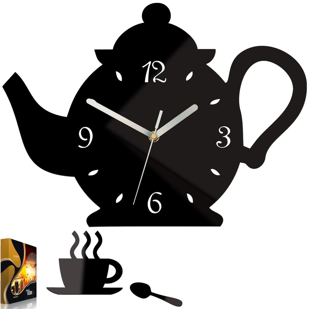 Nástenné hodiny Kettle čierne