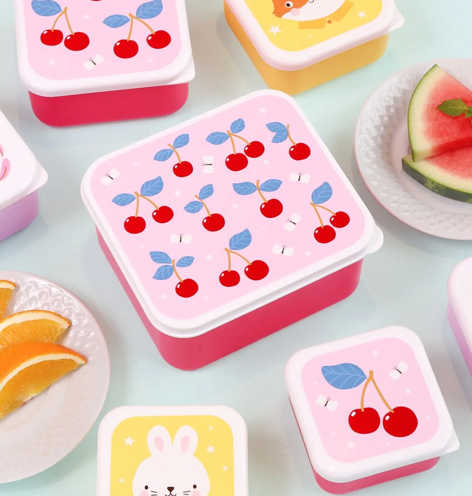 A Little Lovely Company - súprava štyroch desiatových škatuliek - čerešne